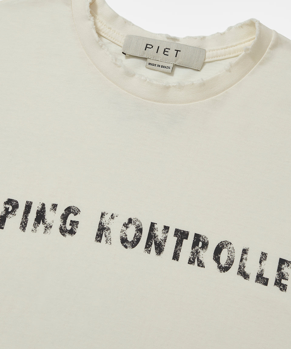 Camiseta PIET Doping Kontrolle Raw Bone White