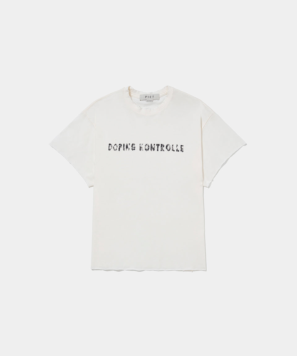 Camiseta PIET Doping Kontrolle Raw Bone White